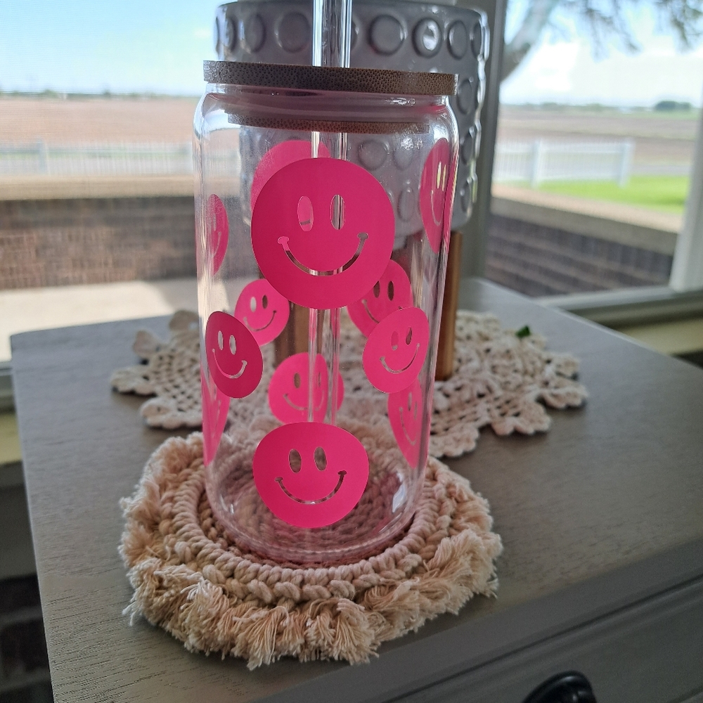 Glass Tumbler with lid and straw